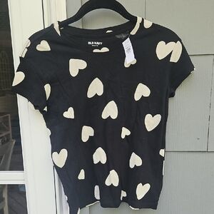 Old Navy Black Cream Fitted Short Sleeve Tee